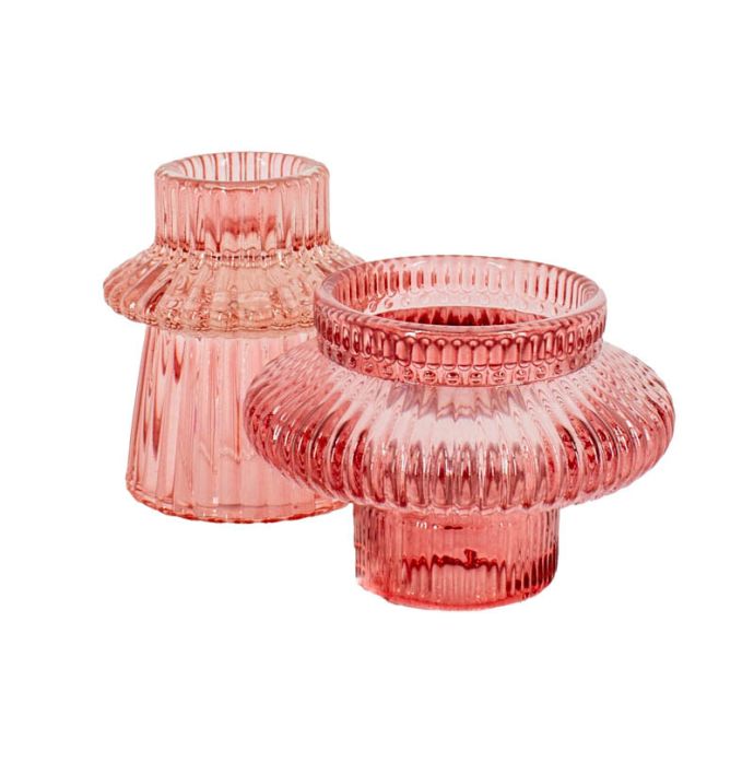Kaarsenstandaard/waxinehouder roze