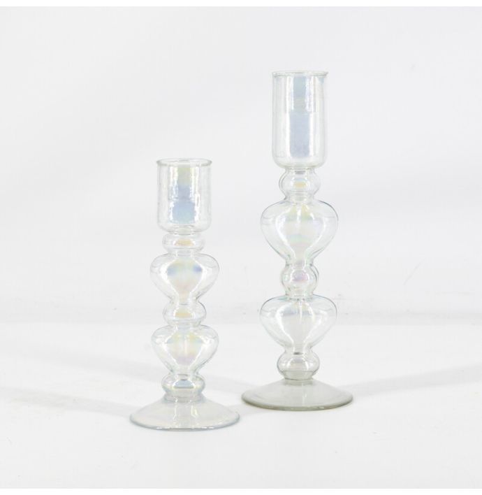 Glazen kaarsenstandaard hartjes halo