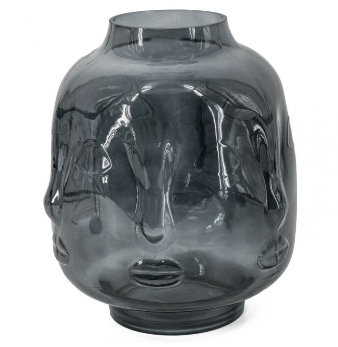 Glazen vaas gezicht antraciet