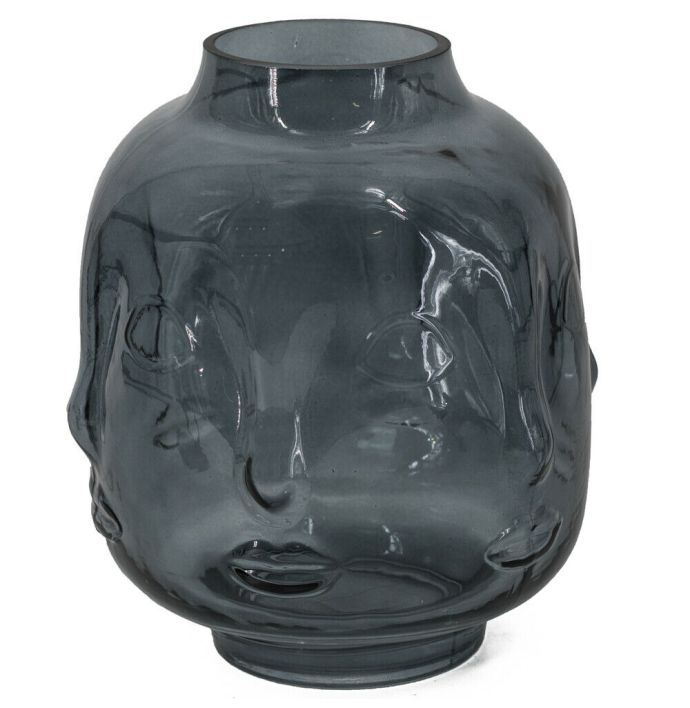 Glazen vaas gezicht antraciet