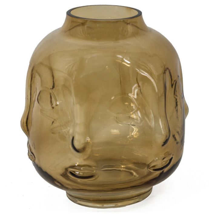 Glazen vaas gezicht roest