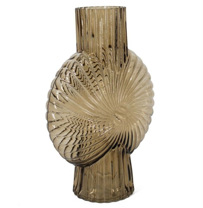 Glazen vaas schelp roest