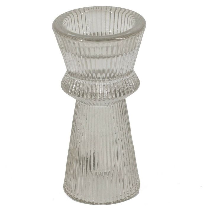 Glazen kaarsenstandaard grijs