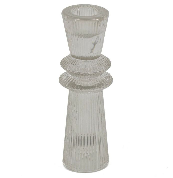 Glazen kaarsenstandaard grijs