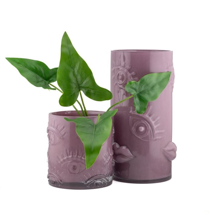 Glazen vaas eyes burgundy