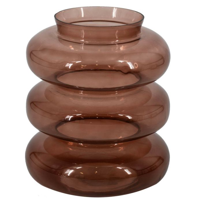 Glazen vaas disk roze 