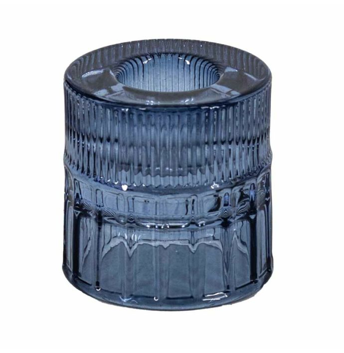 Glazen kaarsenstandaard blauw