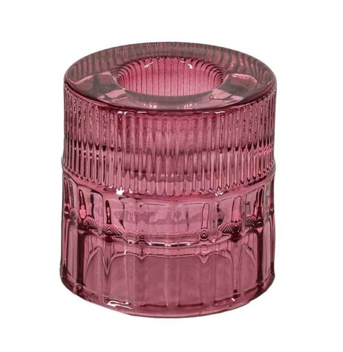 Glazen kaarsenstandaard roze