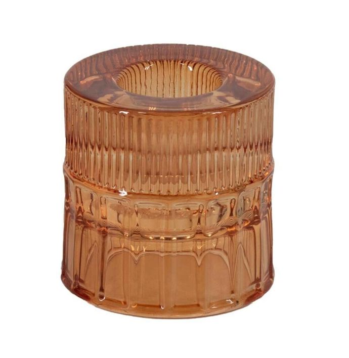 Glazen kaarsenstandaard oranje