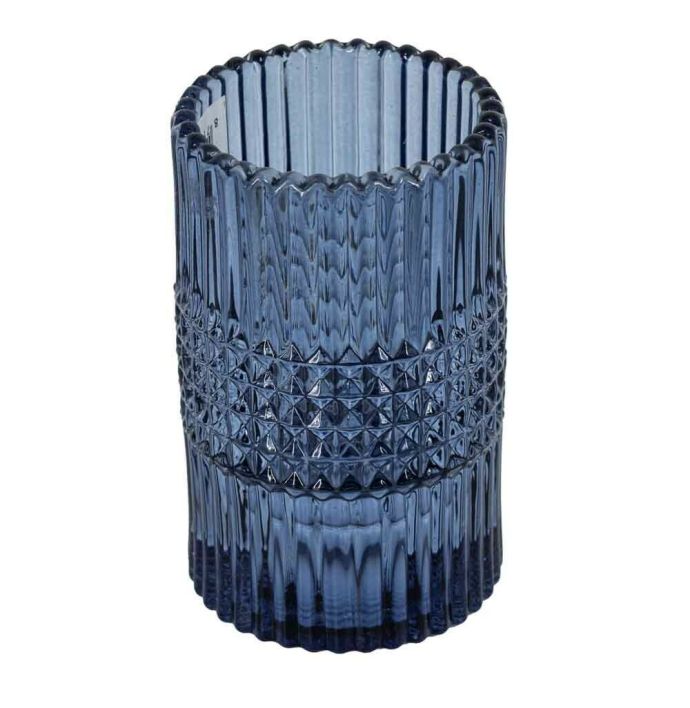 Glazen kaarsenstandaard blauw