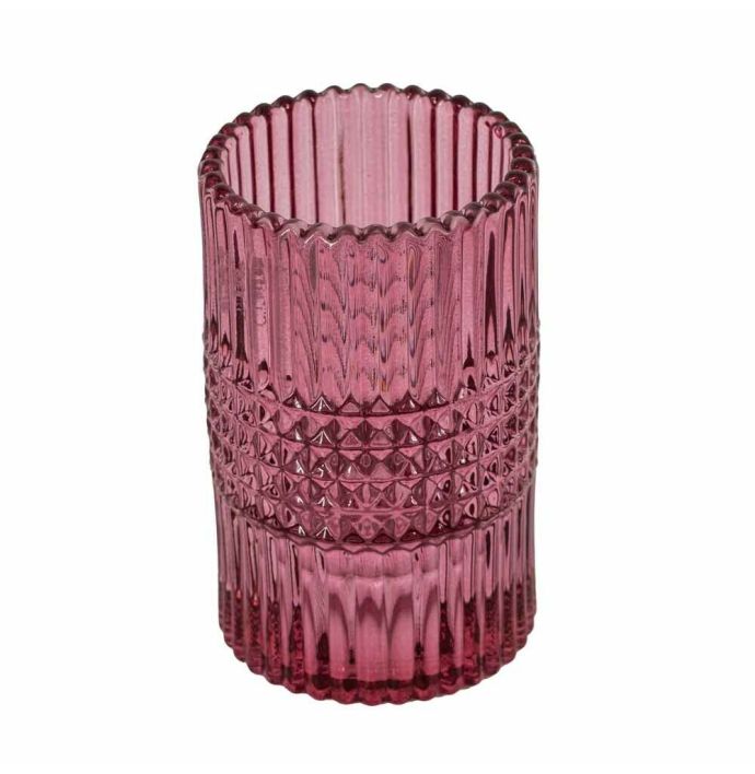 Glazen kaarsenstandaard roze