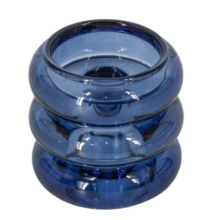 Glazen kaarsenstandaard blauw