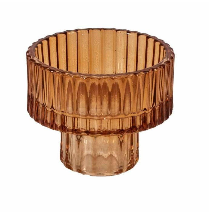 Glazen waxine- en kaarsenstandaard sandstone