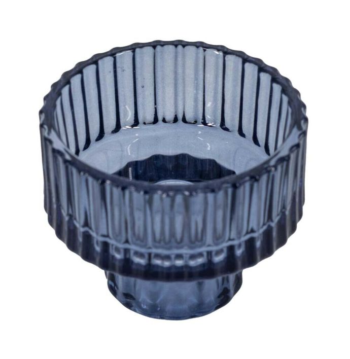 Glazen waxine- en kaarsenstandaard blauw