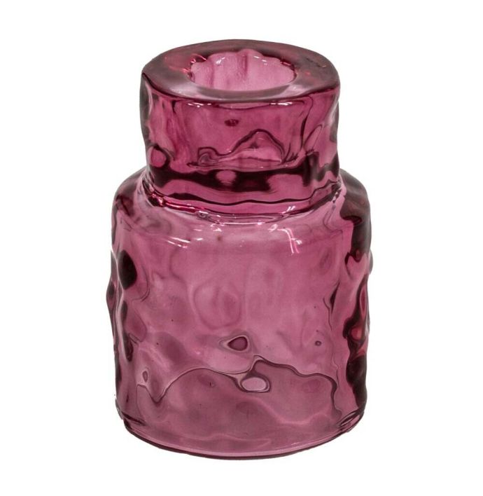 Glazen waxine- en kaarsenstandaard roze