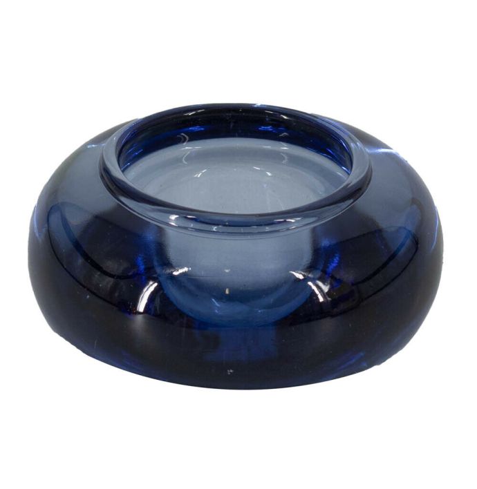 Glazen kaarsenstandaard blauw