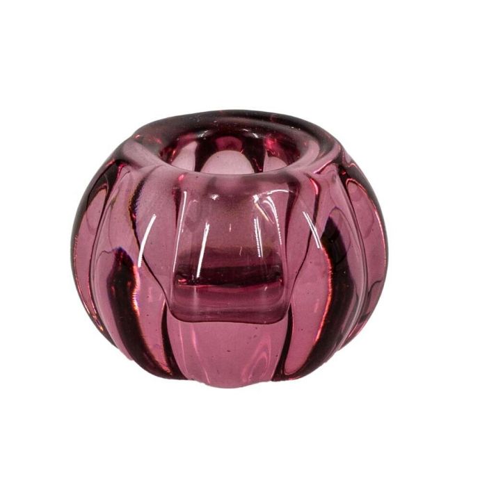 Glazen kaarsenstandaard roze