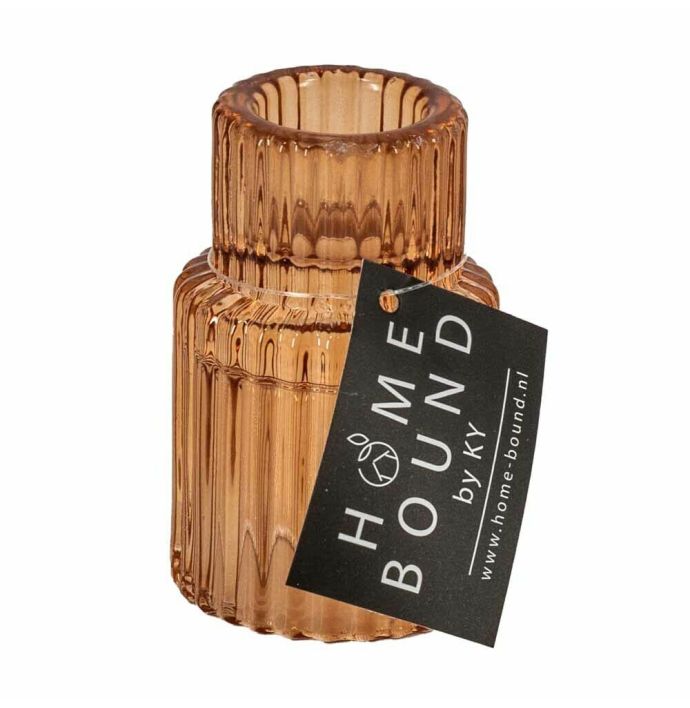 Glazen waxine- en kaarsenstandaard sandstone