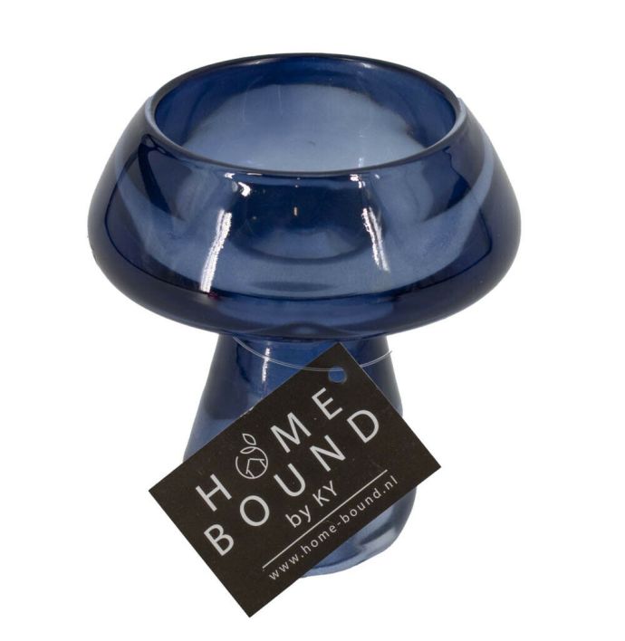 Glazen waxine- en kaarsenstandaard blauw