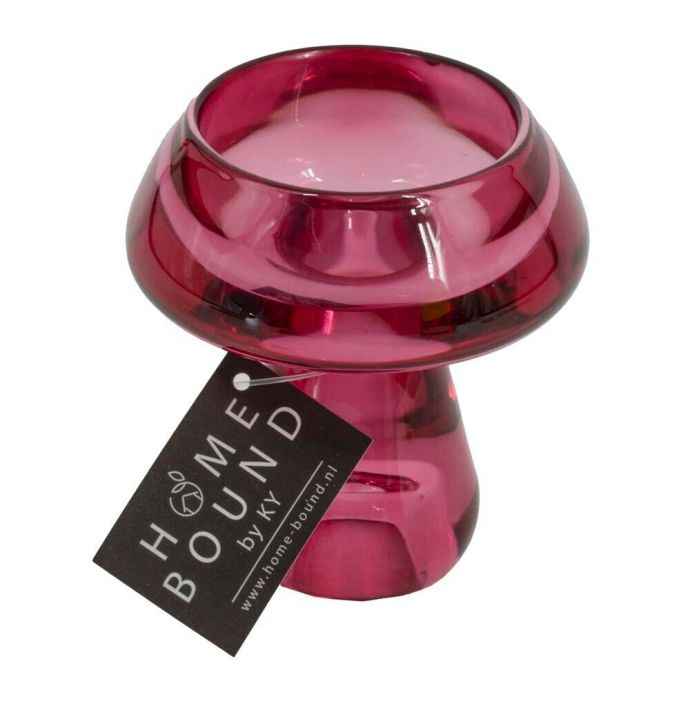 Glazen waxine- en kaarsenstandaard roze