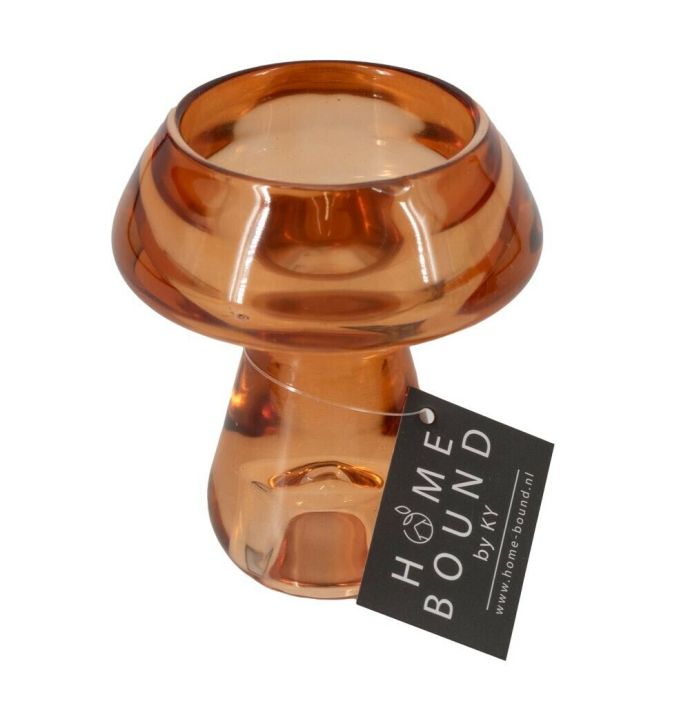 Glazen waxine- en kaarsenstandaard sandstone