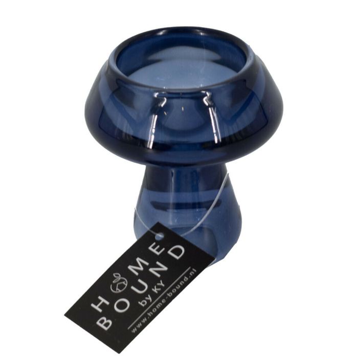 Glazen waxine- en kaarsenstandaard blauw