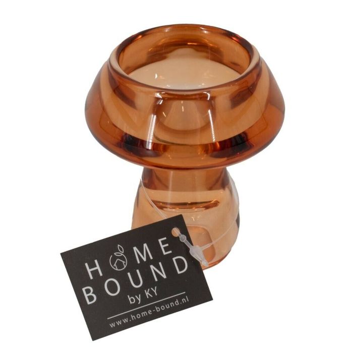 Glazen waxine- en kaarsenstandaard sandstone