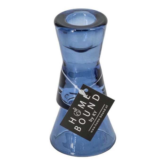 Glazen kaarsenstandaard blauw