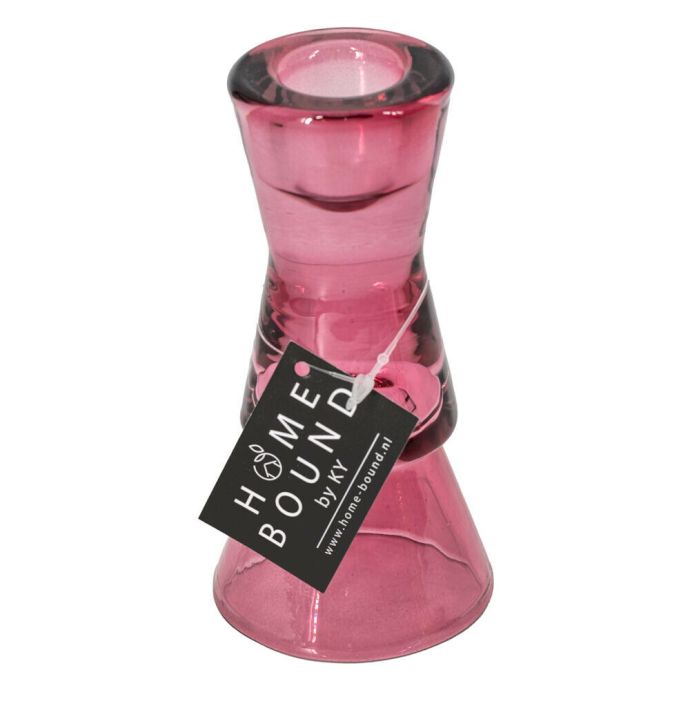 Glazen kaarsenstandaard roze