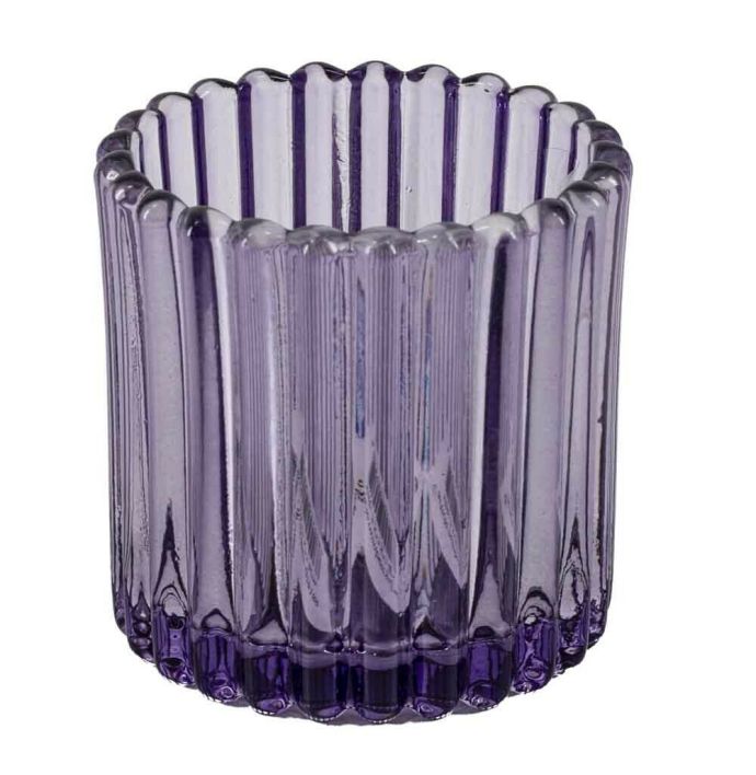 Glazen waxinehouder paars
