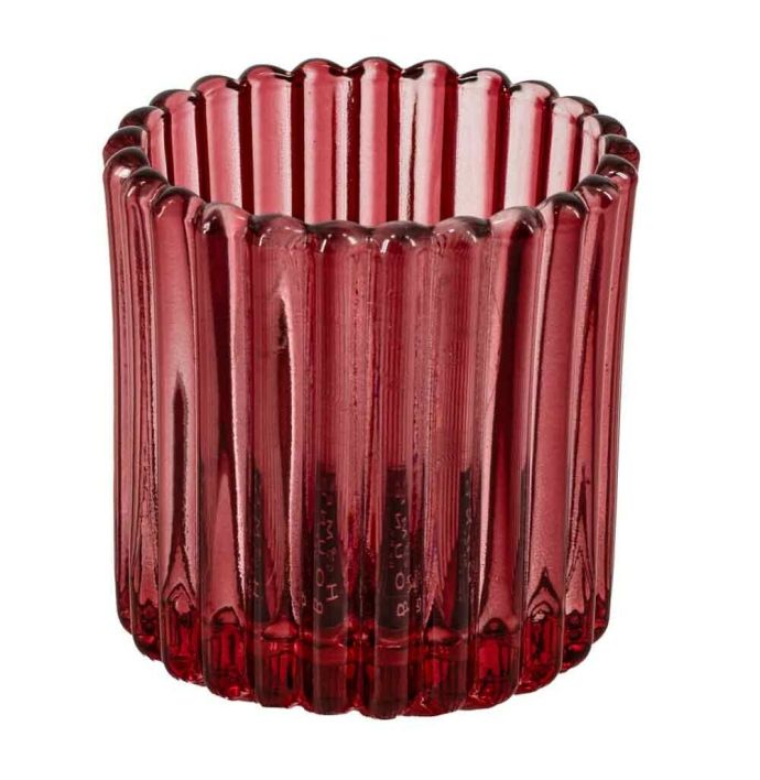 Glazen waxinehouder rood