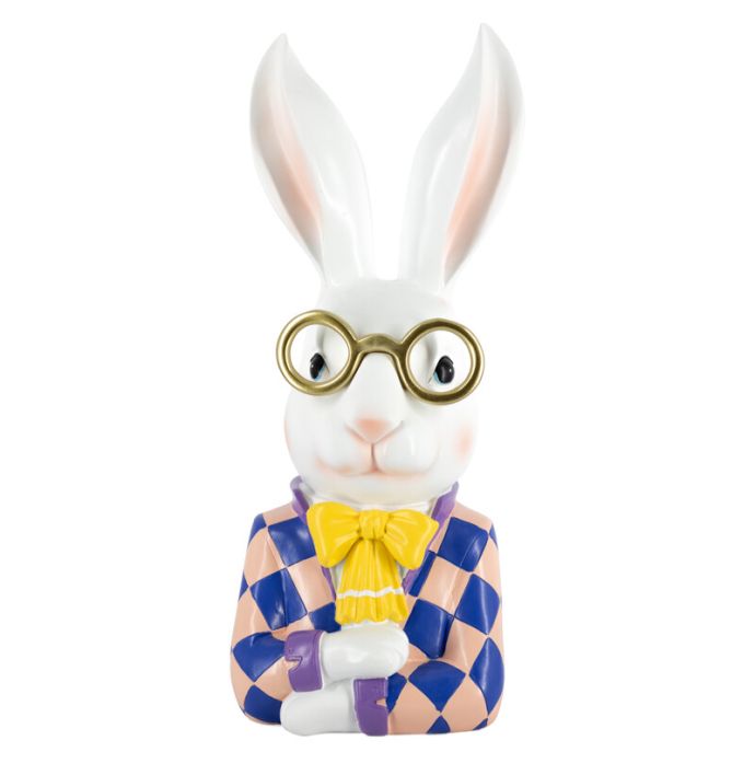 Ornament checkered rabbit glasses