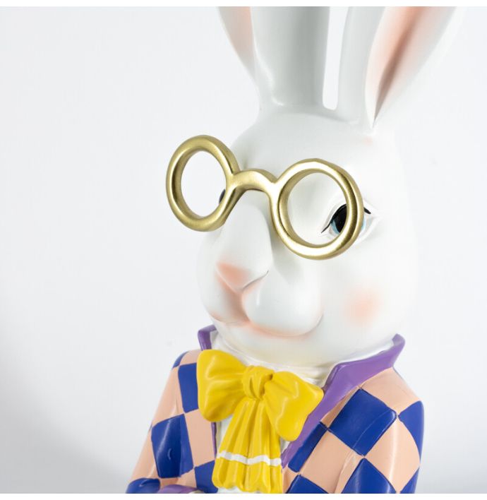 Ornament checkered rabbit glasses