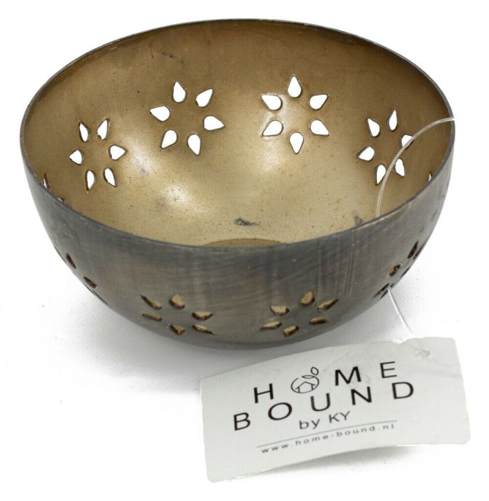 Waxinehouder bloemen goud