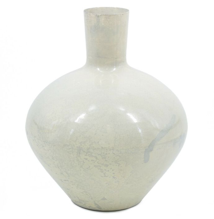 Vaas metaal white marble