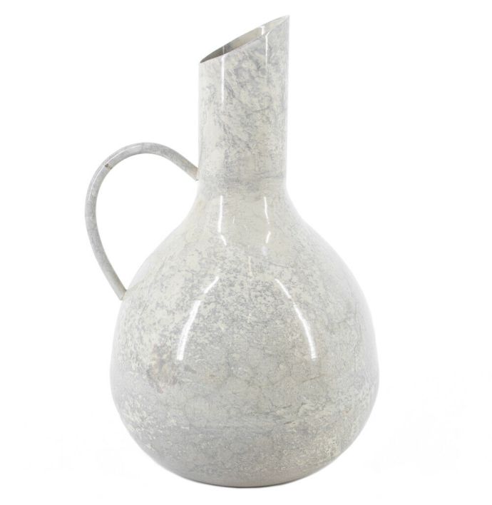 Vaas metaal met oor white marble
