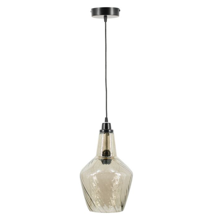 Hanglamp glas smoke/zwart