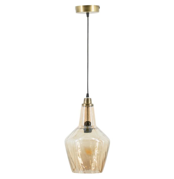 Hanglamp glas roest/goud