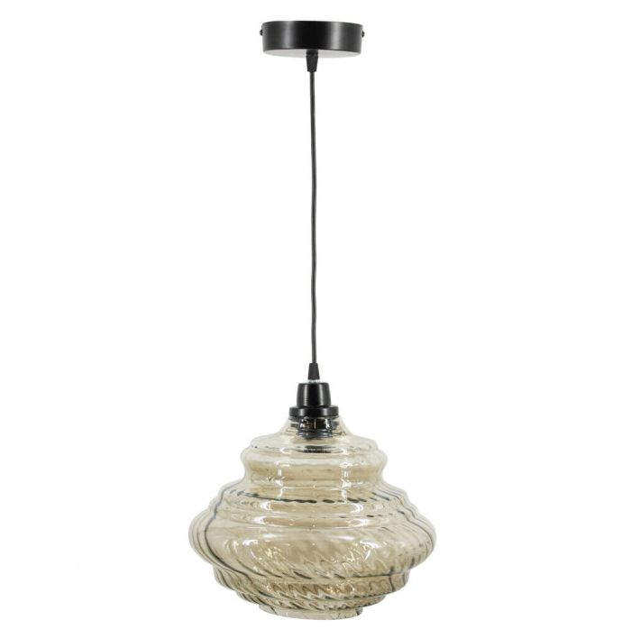 Hanglamp glas smoke/zwart