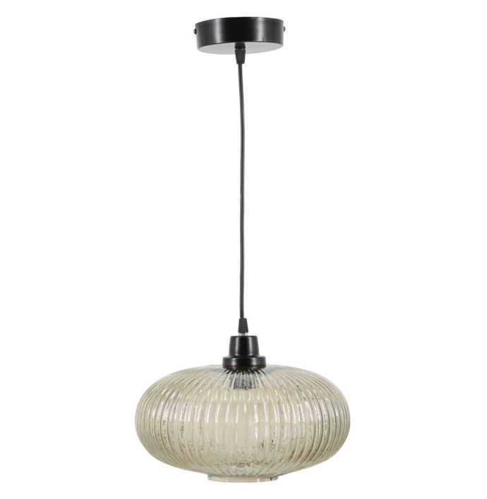 Hanglamp glas smoke/zwart