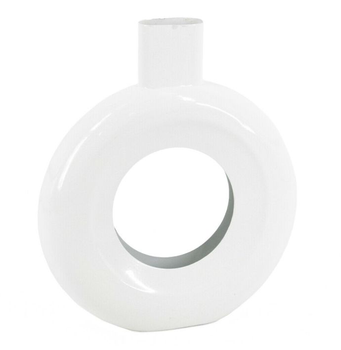 Vaas donut metaal wit