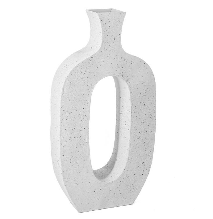 Metalen donut vaas wit dots