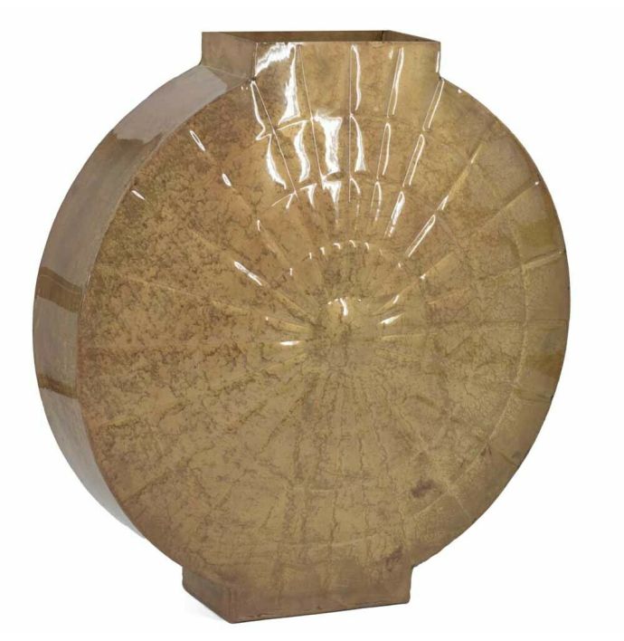 Metalen vaas rond peach 