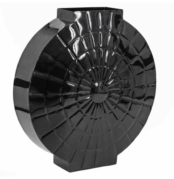 Metalen vaas rond zwart 