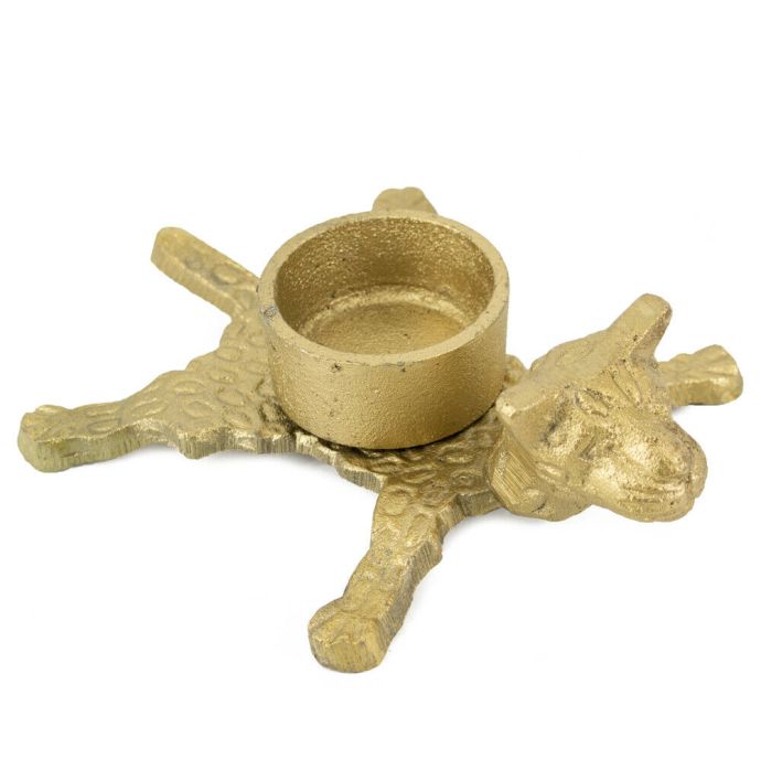 Kaarsenstandaard luipaard goud