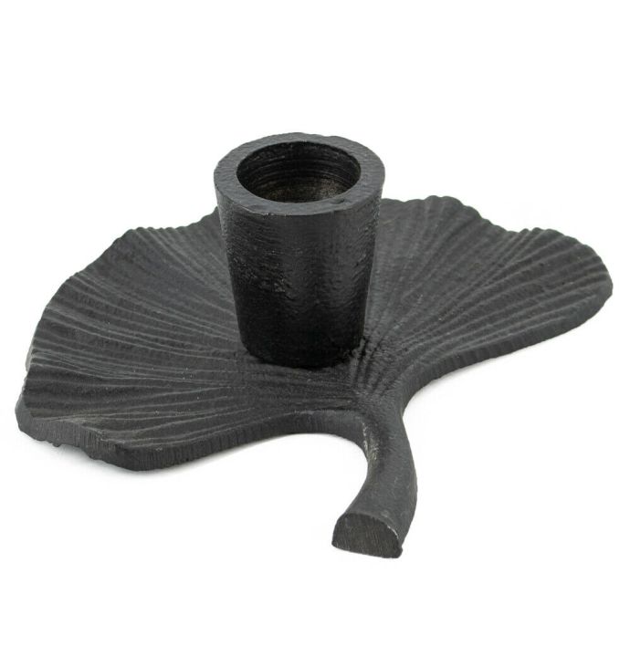 Kaarsenstandaard lotusblad zwart