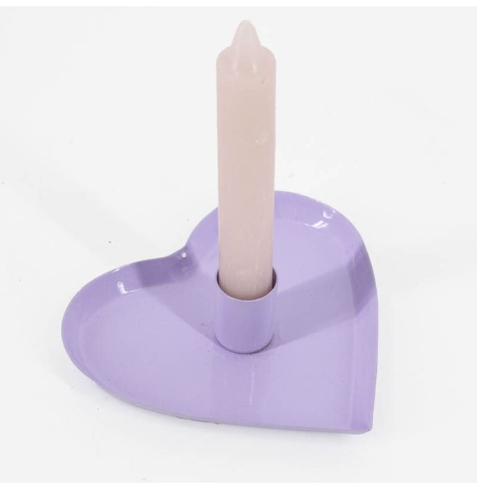 Kaarsenstandaard hart lila