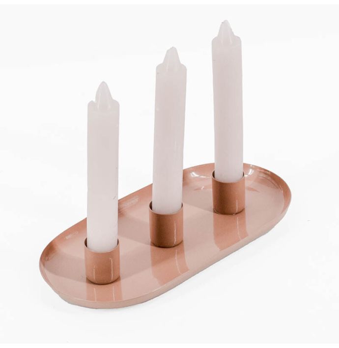 Kaarsenstandaard ovaal roze
