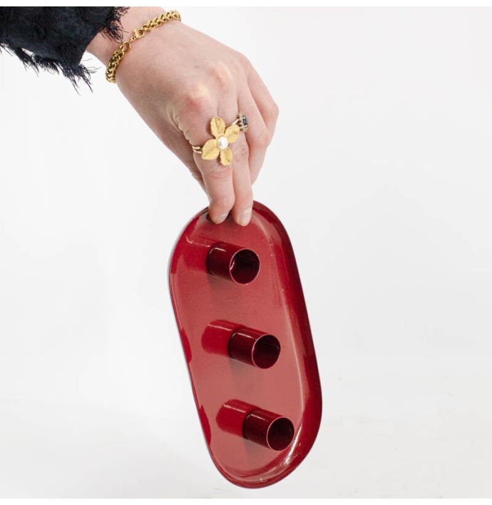 Kaarsenstandaard ovaal maroon