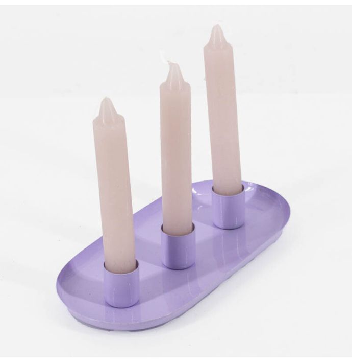 Kaarsenstandaard ovaal lila  